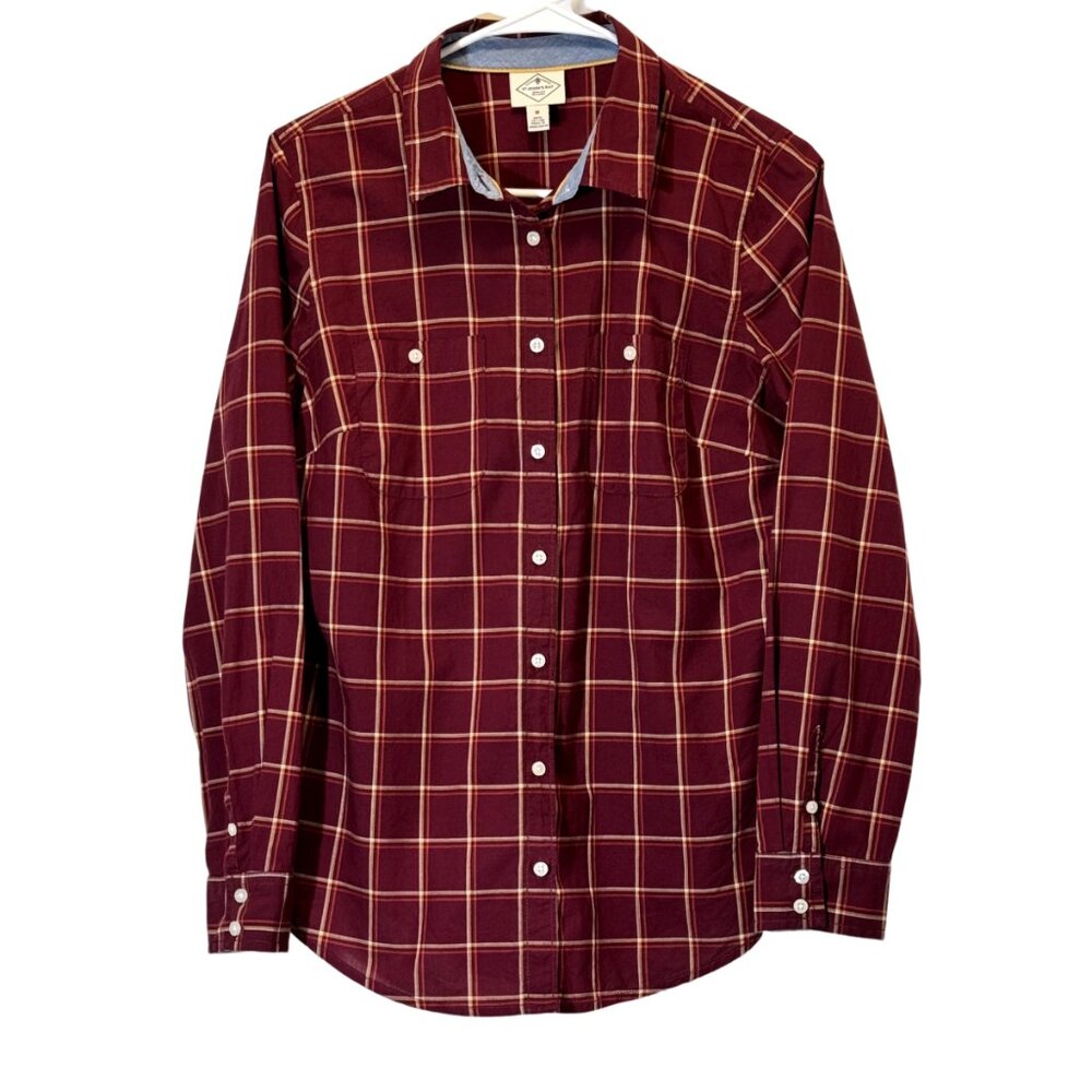 Women Burgundy Plaid Shirt Size M